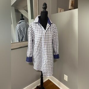 Calabrum London Slim Fit Stretch Flip Sleeve Gingham Plaid  Shirt 16 1/2 32-33